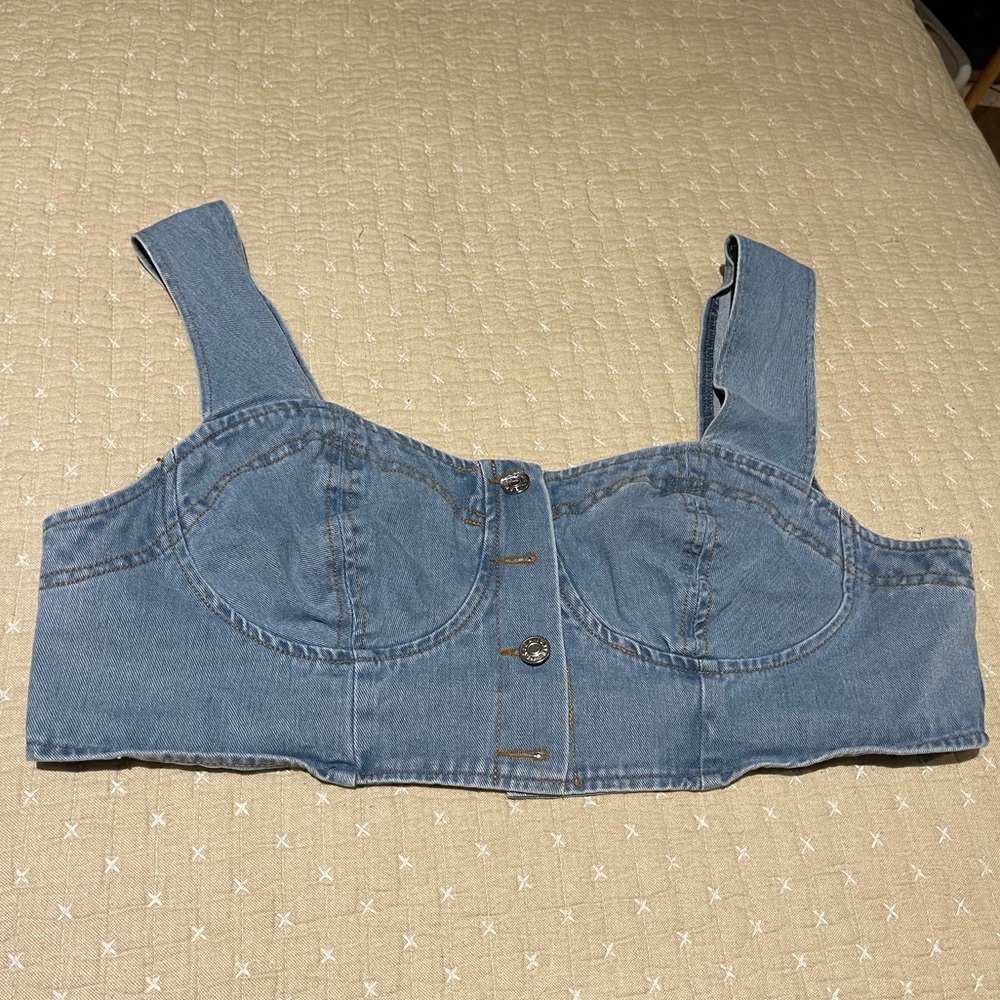 Denim Jean Corset Crop Top Bustier shirt size 1x